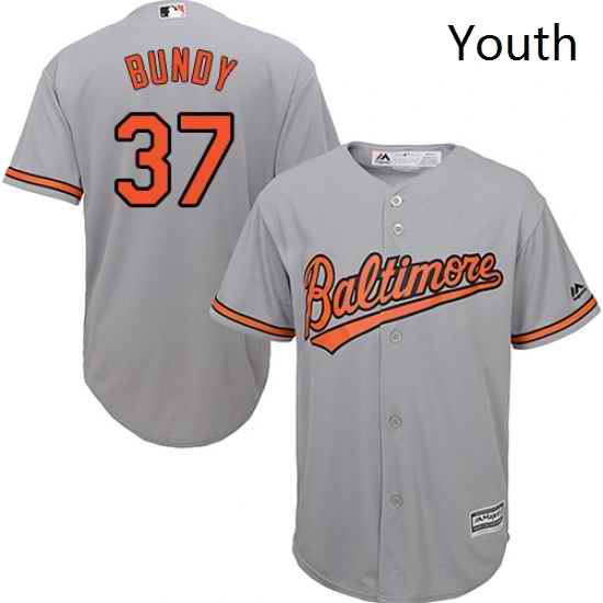 Youth Majestic Baltimore Orioles 37 Dylan Bundy Authentic Grey Road Cool Base MLB Jersey
